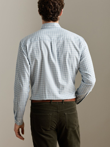 Oliver Performance Flannel Sport Shirt in Gravel Blue