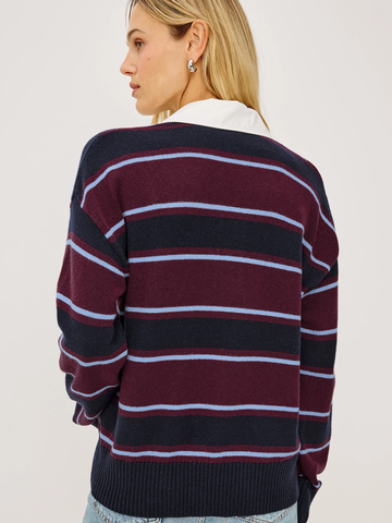 Paxton Top in Boysenberry Stripe