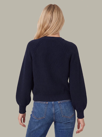 Pippa Shaker Crew Cardigan in Dark Blue