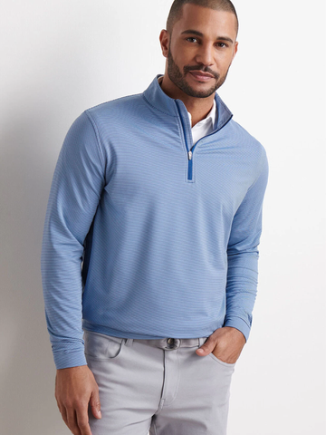 Perth Sugar Stripe Performance Quarter-Zip in Sport Navy