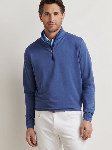 Perth Melange Performance Quarter Zip in Sport Navy
