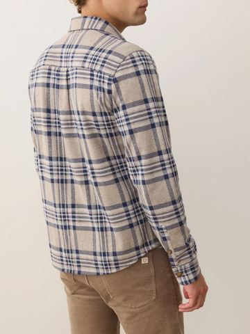 Pacifica Stretch Twill Overshirt in Taupe Plaid