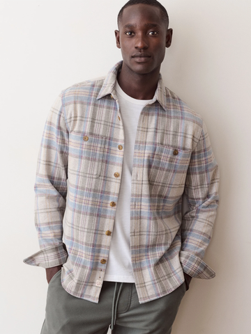 Pacifica Stretch Twill Overshirt in Grey Plaid