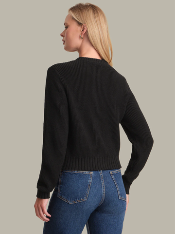 Palmer Crew Neck Cardigan in Black