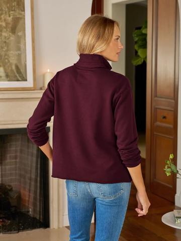 Patrick Popover Fleece Henley in Currant