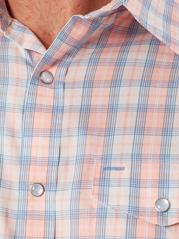 Performance Long Sleeve Pearl Snap in Peachy Plaid