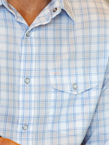 Performance Long Sleeve Pearl Snap in White Heron Check