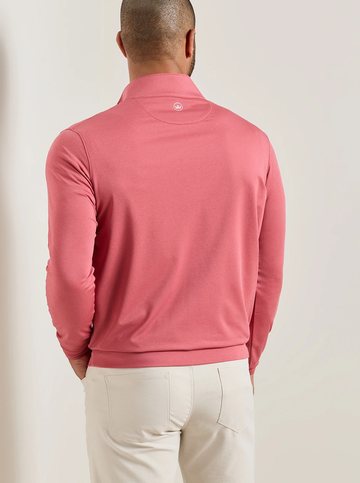 Custom Cape Perth Melange Performance Quarter-Zip in Red Coral