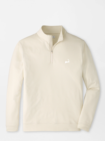 Custom Cape Perth Sugar Stripe Performance Quarter-Zip in Stone