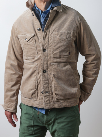 Pile-Lined Chore Coat in Buff Khaki Cord