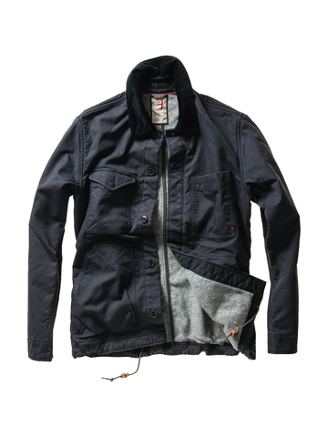 Pile-Lined Chore Coat in Dark Navy Canvas