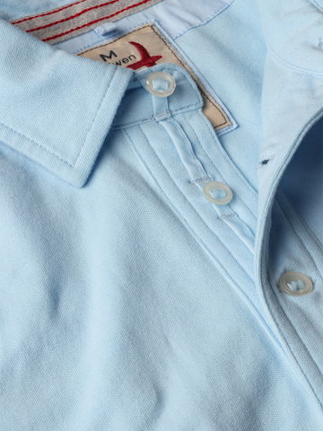 Pique Slot Polo in Cloud Blue