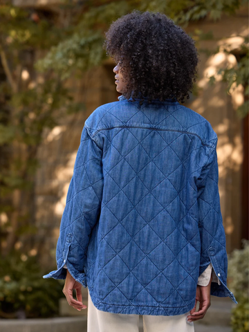 Quilted Eileen Denim Jacket in Quilted Distressed Indigo