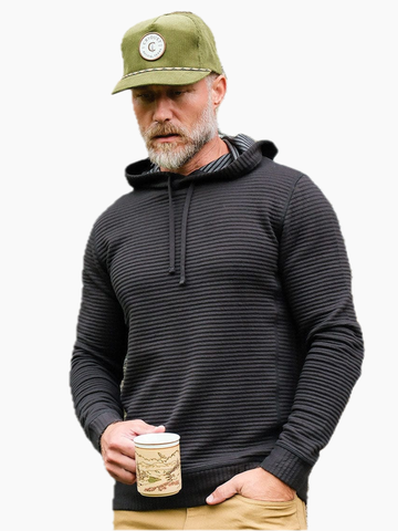 Quilted Hoodie in Black Key