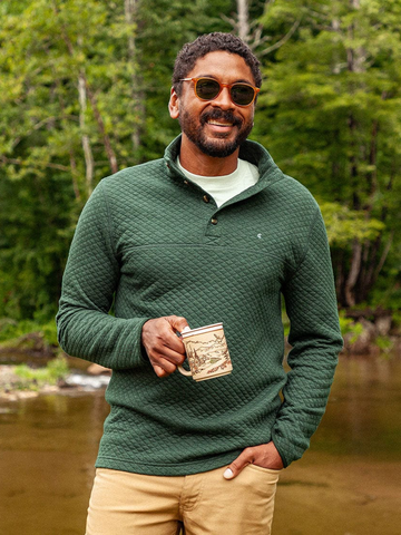 Quilted Pullover in Heather Ivy