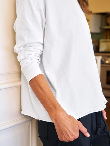Quinn LS Crewneck Tee in White
