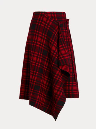 Black plaid cheap wrap skirt