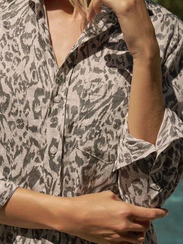 Rory Maxi Shirtdress in Glitter Animal Print