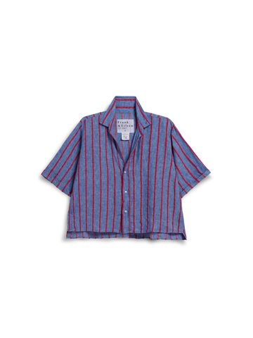 Rosie in Blue Red Textured Stripe