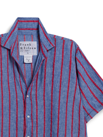 Rosie in Blue Red Textured Stripe