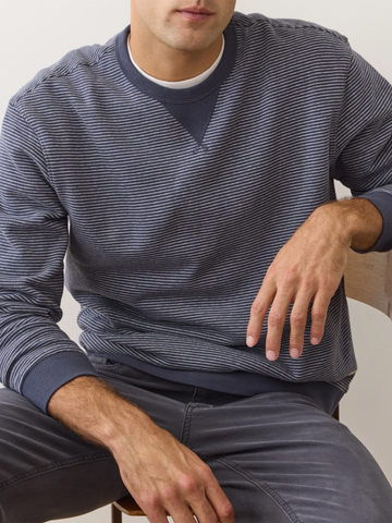Relaxed Cloud 9 Fleece Crewneck in Navy Mini Stripe
