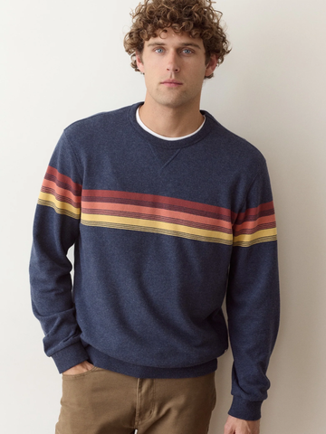 Relaxed Cloud 9 Terry Crewneck Long Sleeve in Navy Sunset Stripe