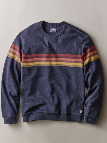 Relaxed Cloud 9 Terry Crewneck Long Sleeve in Navy Sunset Stripe