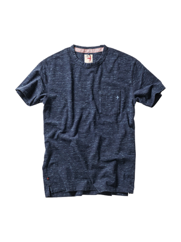 Ringspun Pkt Tee in Navy/Blue Striated