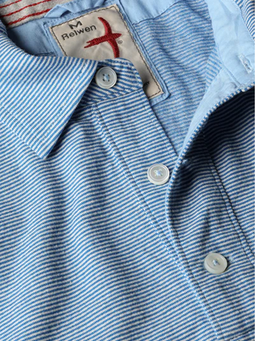 Ringspun Polo in Bright Blue/White Stripe