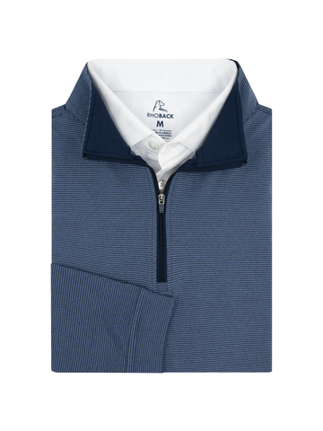 Riva Heather Stripe Performance Q-Zip in Coastal Blue/Fleet Navy
