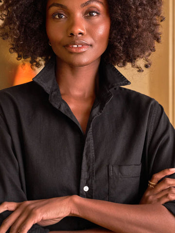 Rory Maxi Shirtdress in Black Denim