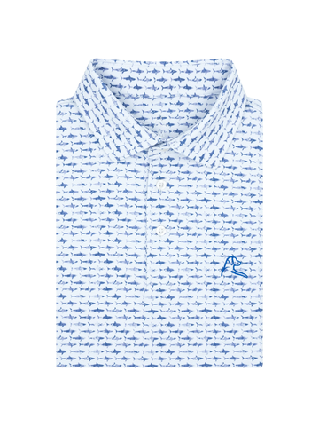 The Shark Polo in White/Lavender Blue