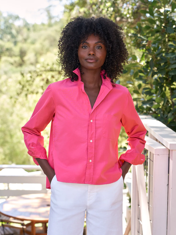 Silvio Woven Button Up in Magenta