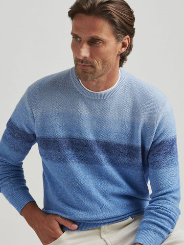 Sanbourne Stripe Crew Sweater in Blue Poppy