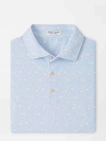Santiago Performance Mesh Polo in White / Bluebird