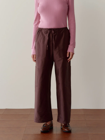 The Silk Taffeta Cargo Pant in Espresso