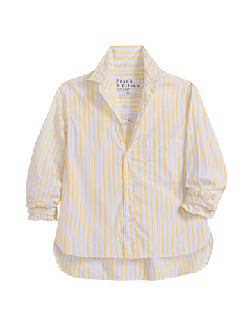 Silvio Woven Button Up in Yellow and Navy Stripe