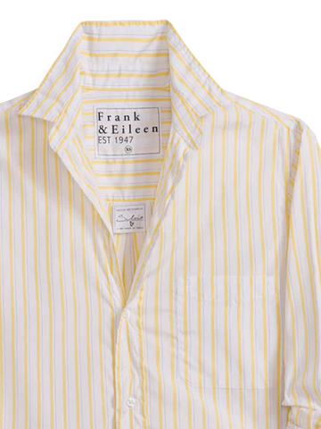 Silvio Woven Button Up in Yellow and Navy Stripe