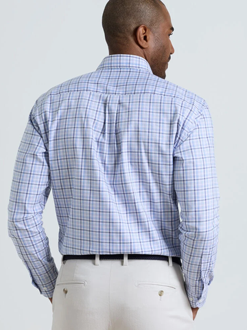 Simon Crown Lite Cotton-Stretch Sport Shirt in Cottage Blue