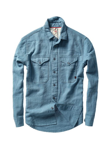 Slub Linen Work shirt in Marine Fade
