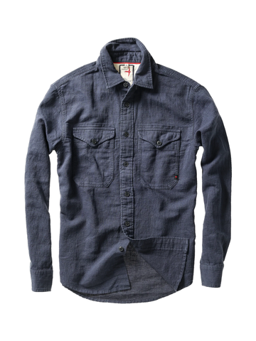 Slub Linen Work shirt in Navy