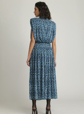 Solange Dress in Turquoise Print
