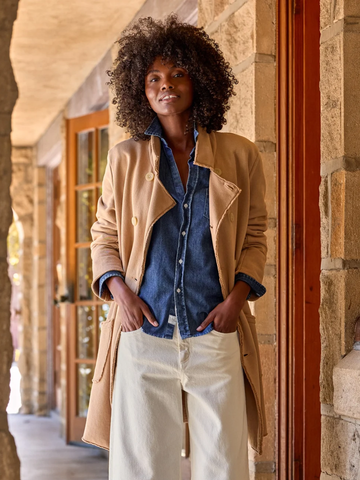 Sweatshirt Trench Coat in Camel