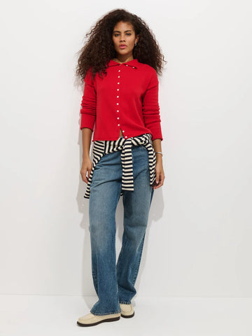 Taylor Cardigan in Cotton Cashmere Sweater in Fire Red