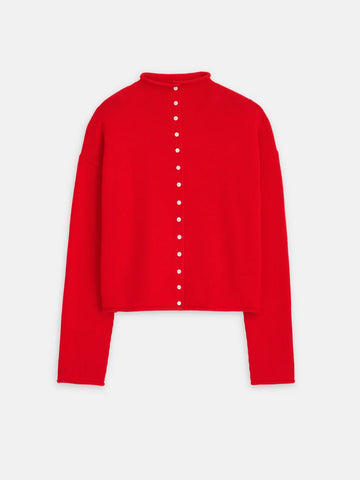 Taylor Cardigan in Cotton Cashmere Sweater in Fire Red