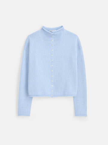 Taylor Cotton Cashmere Cardigan in Heather Blue