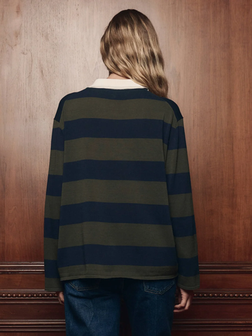 The Academy Polo Sweater in Army League Stripe