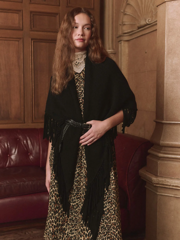 The Big Sweater Fringe Scarf in Black