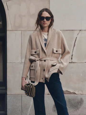 The Commander Riding Cardigan in Cream