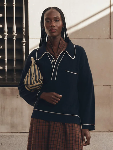 The Menswear Tipping Polo in Navy